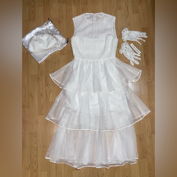 🆕#249 NWT~JONATHAN SIMKHAI Benton Tulle Plisse Midi Dress, Size 4 - Picture 14 of 16